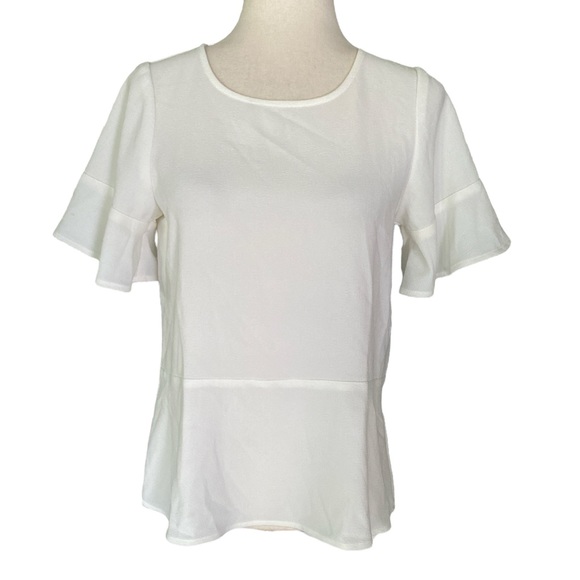 Madewell Flare Hem Ruffle Sleeve White Top - XXS - Picture 3 of 13